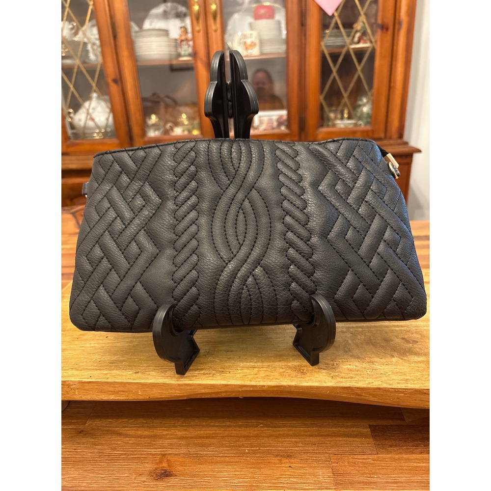 Yoki Clutch Bag Women Small Black Good Quilted Tassel Faux Leather Evening